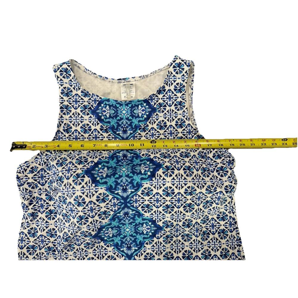 Lands End Women’s Size 18 High Neck Tankini Swimsuit Top Blue Padded Bra - Picture 4 of 6